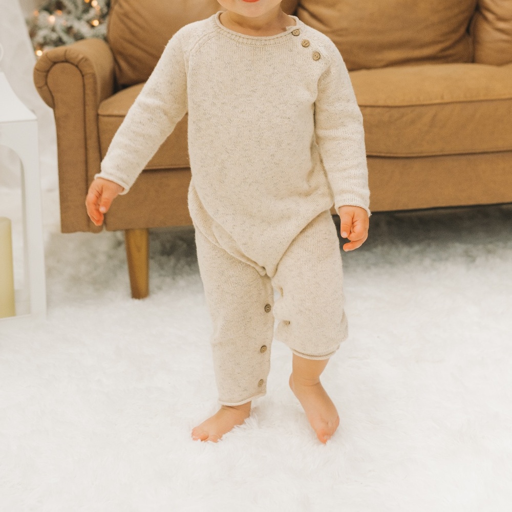 Quincy Mae speckled knit jumpsuit